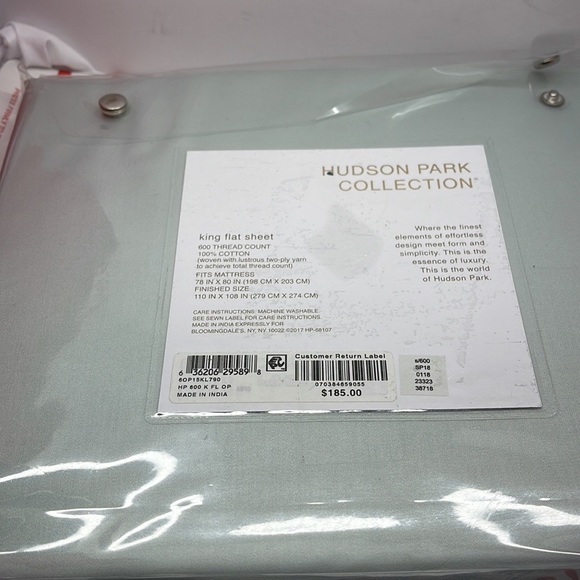 BNWT Hudson park Collection King Flat Bedsheet 100% Egyptian cotton600TC Green - Picture 9 of 10